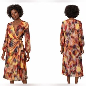 DAZY Abstract Wrap Midi Dress | Multicolor | Size Medium